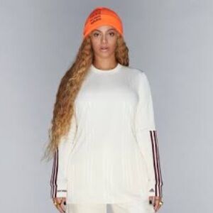 Adidas x Beyoncé Ivy Park Cream Long Sleeve Tee with Signature Stripes